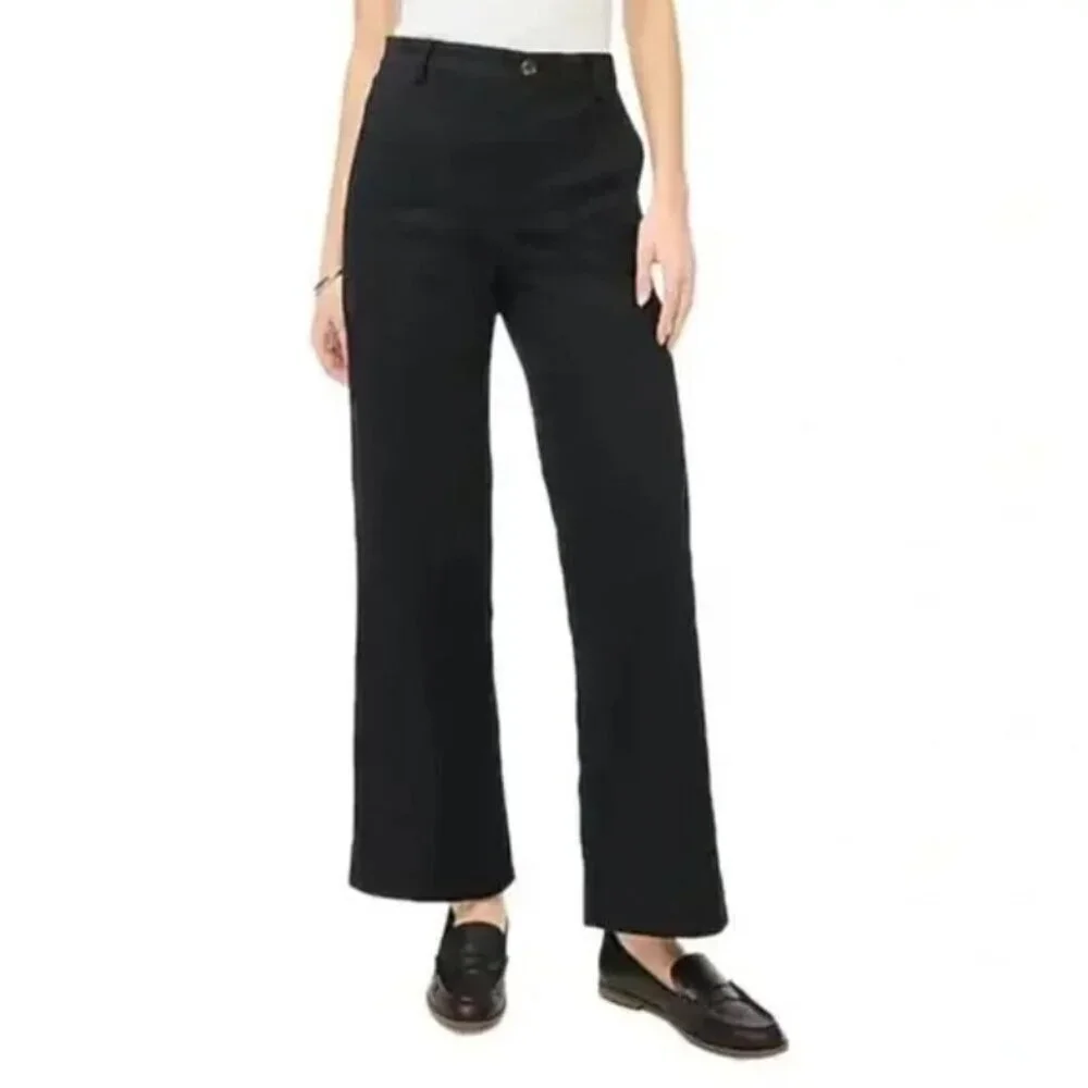 NWT J. Crew Wide Leg Chino Pant Black Sz 10